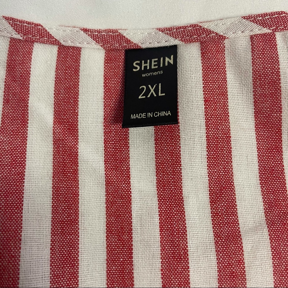 Shein - Striped Button Front Midi Dress - Size 2X - Picture 8 of 9